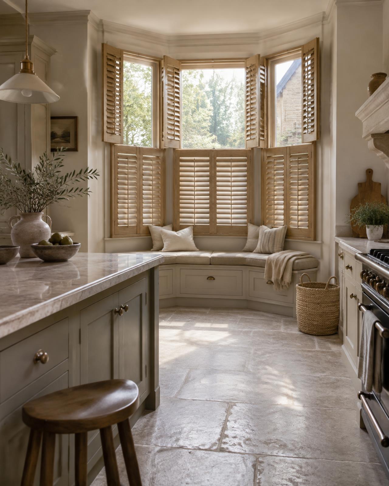 Tier-on-tier shutters in a kitchen bay